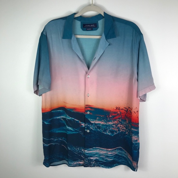 Zara Other - Zara Man sunset beach ocean tropical button down